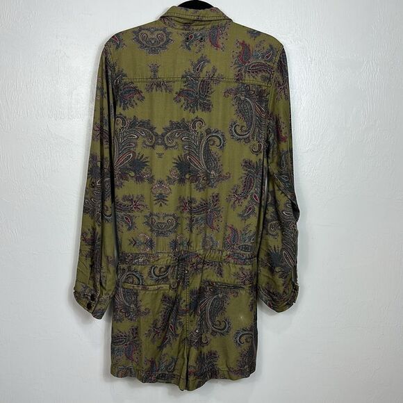 Pam & Gela Paisley Print Long Sleeve Collared Utility Romper Size L - Picture 8 of 15